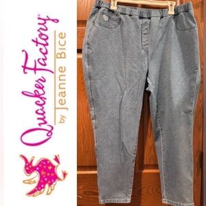 EUC 1X Short Dream Jeanne’s Pull on Jeans Embellished in Medium Denim Wash